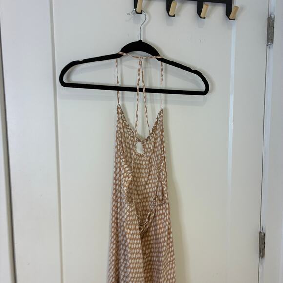 Tiare Hawaii Beige Pebble Print Open Back Midi Slip Dress OS - Picture 3 of 12